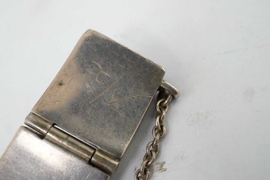 A late Victorian white metal, citrine and Scottish hardstone set bracelet. Condition - poor to fair